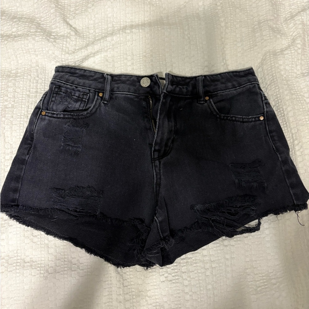 Pacsun black high rise festival jean shorts